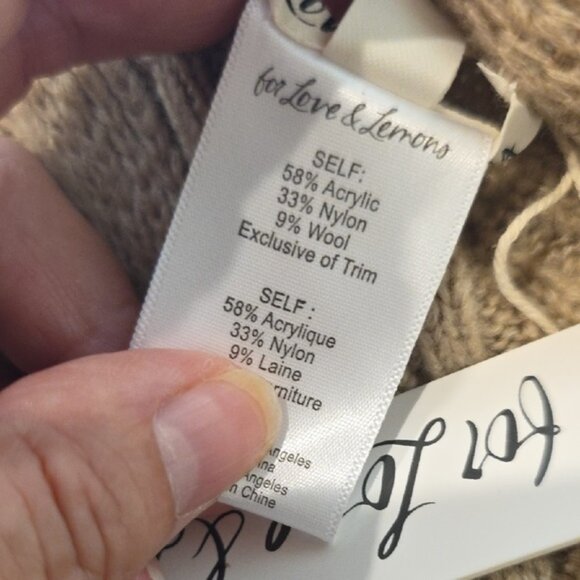 NWT FOR LOVE AND LEMONS SOLANA OVERSIZED KNIT SCARF IN TAN SIZE O/S - Picture 6 of 6